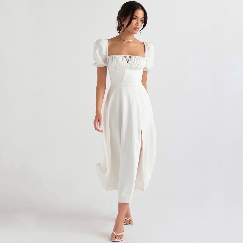House Of Cb Tallulah White Puff Sleeve Midi Sundress